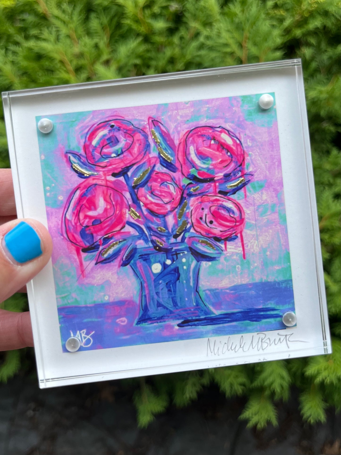 Hand Embellished Mini Abstract Bouquet Print