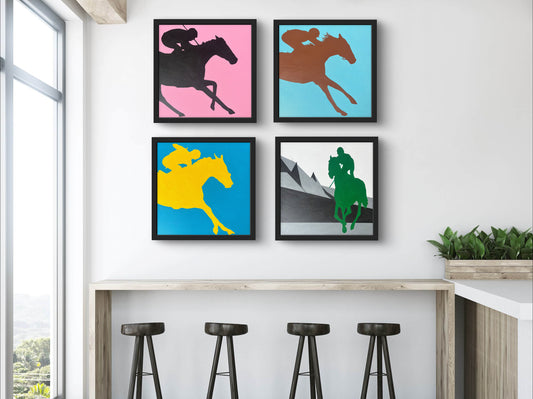 Framed Original Race Horse Victory Silhouettes