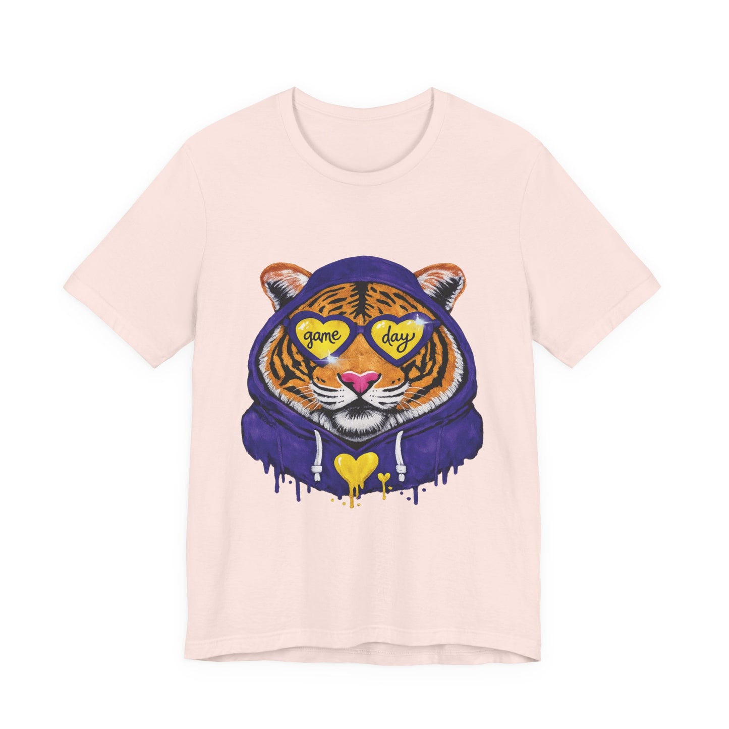 Game Day Hoodie + Sunglasses Tiger Jersey Short Sleeve Tee Purple + Gold/Yellow