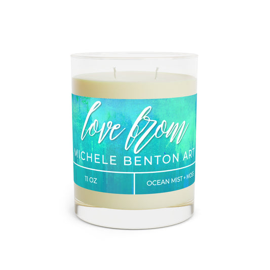 Love From Michele Benton Art Ocean Mist + Moss Scented Candle - Full Glass, 11oz