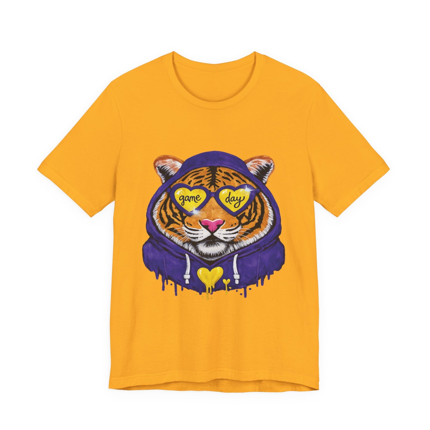 Game Day Hoodie + Sunglasses Tiger Jersey Short Sleeve Tee Purple + Gold/Yellow