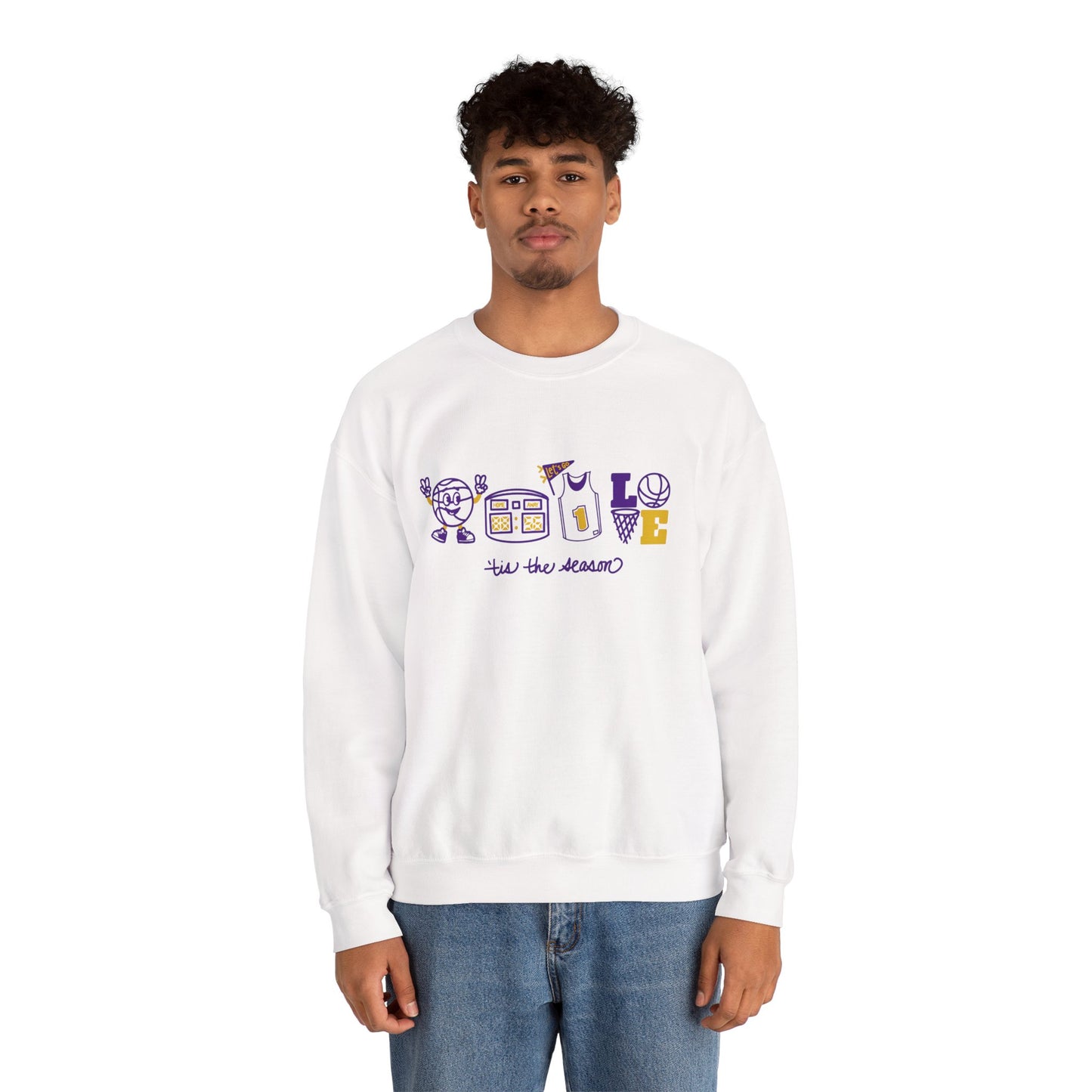 Game Day Doodles Crewneck Sweatshirt — tis the Season Basketball Fans