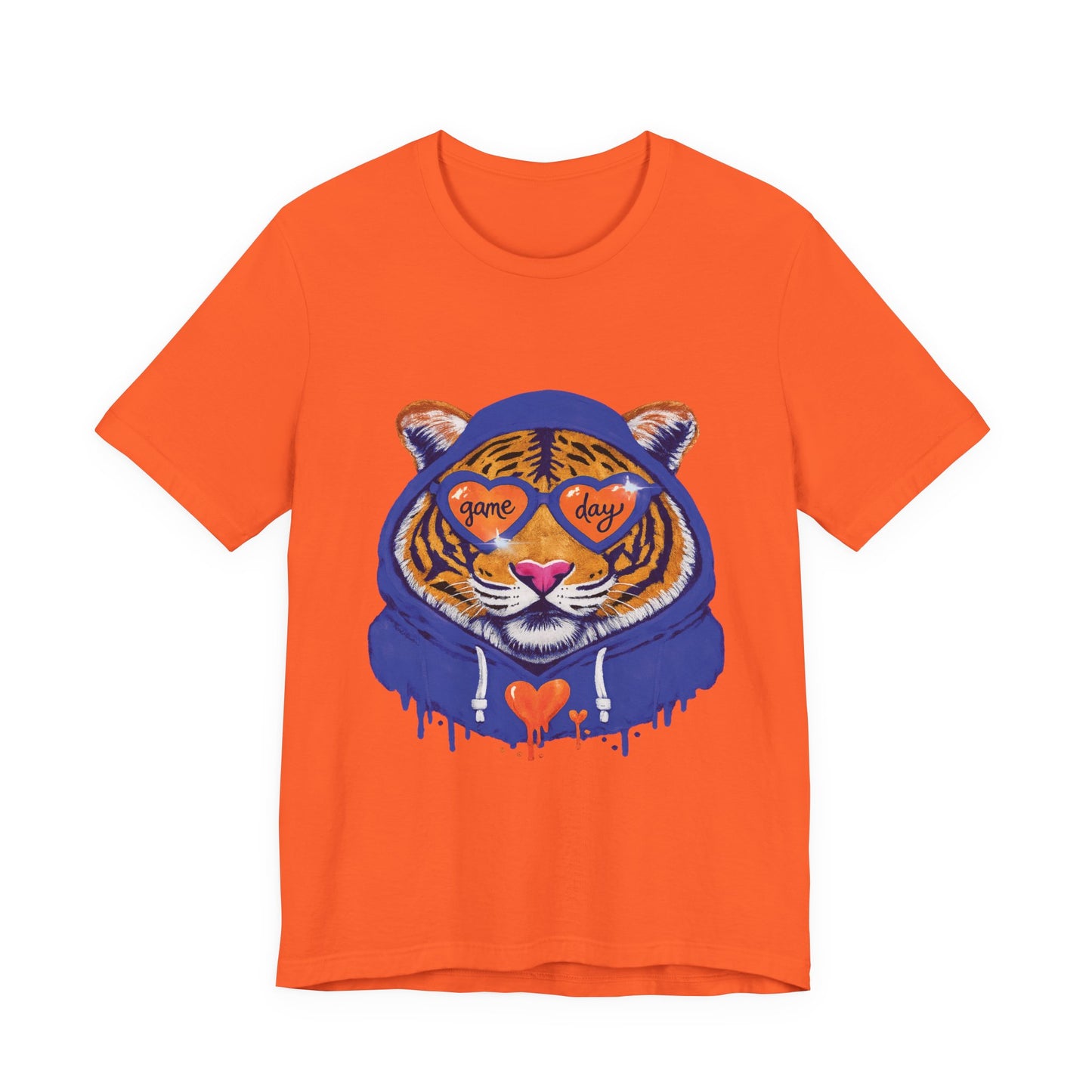 Game Day Hoodie + Sunglasses Tiger Jersey Short Sleeve Tee Blue + Orange