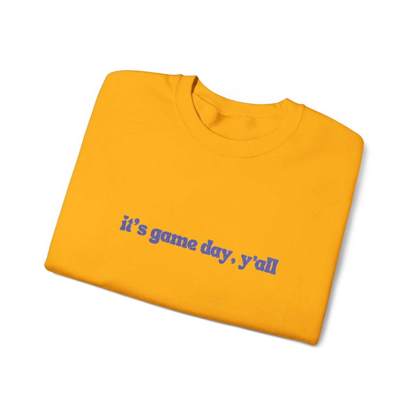 Embroidered Crewneck Sweatshirt — "it's game day, y'all" Minimal Sports Fan Pullover