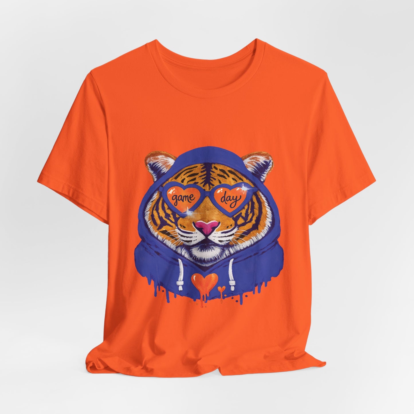 Game Day Hoodie + Sunglasses Tiger Jersey Short Sleeve Tee Blue + Orange