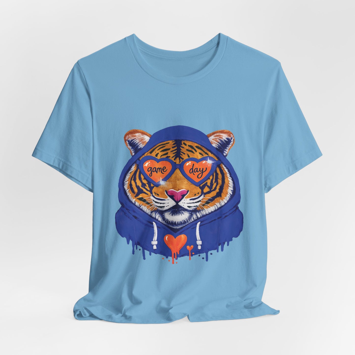 Game Day Hoodie + Sunglasses Tiger Jersey Short Sleeve Tee Blue + Orange
