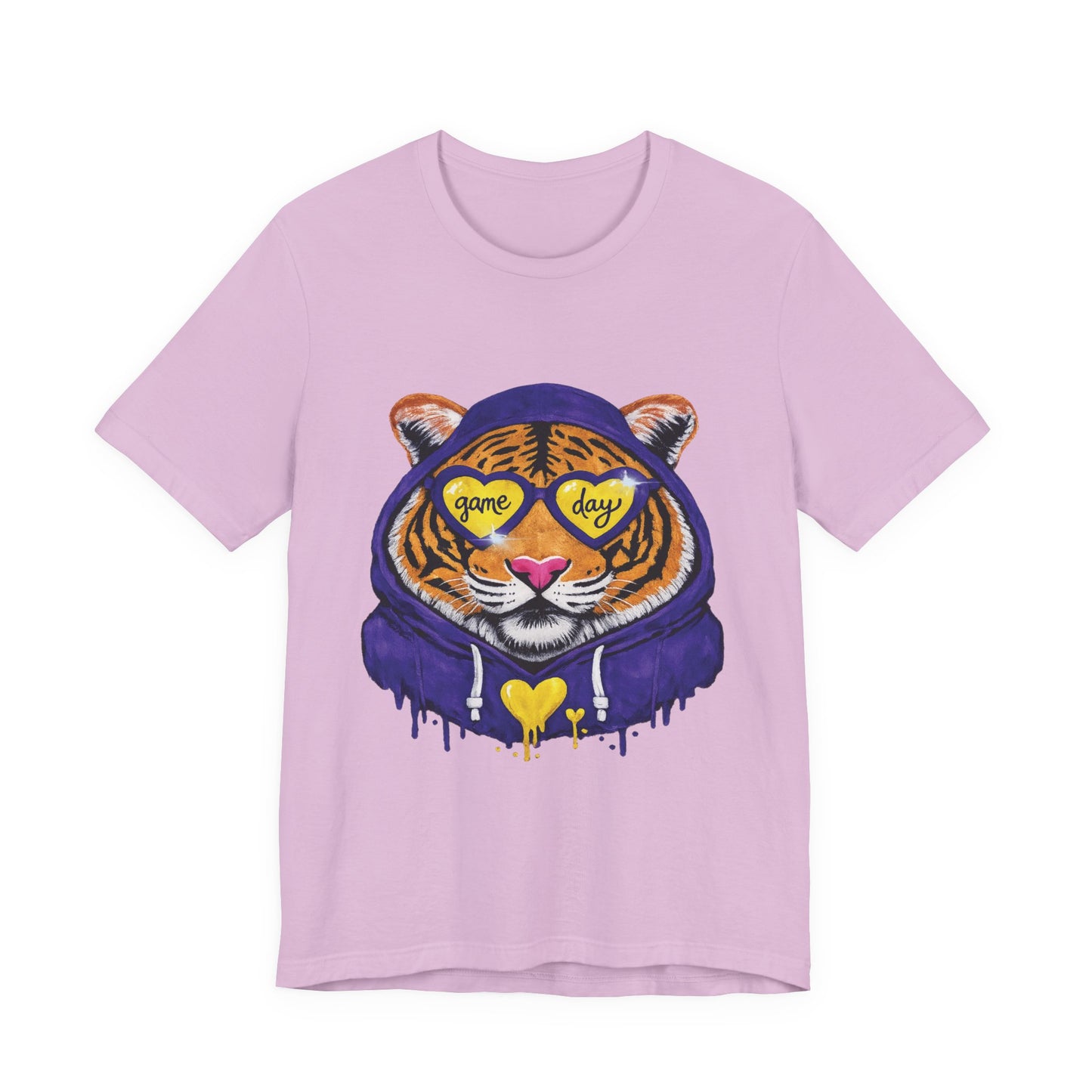 Game Day Hoodie + Sunglasses Tiger Jersey Short Sleeve Tee Purple + Gold/Yellow