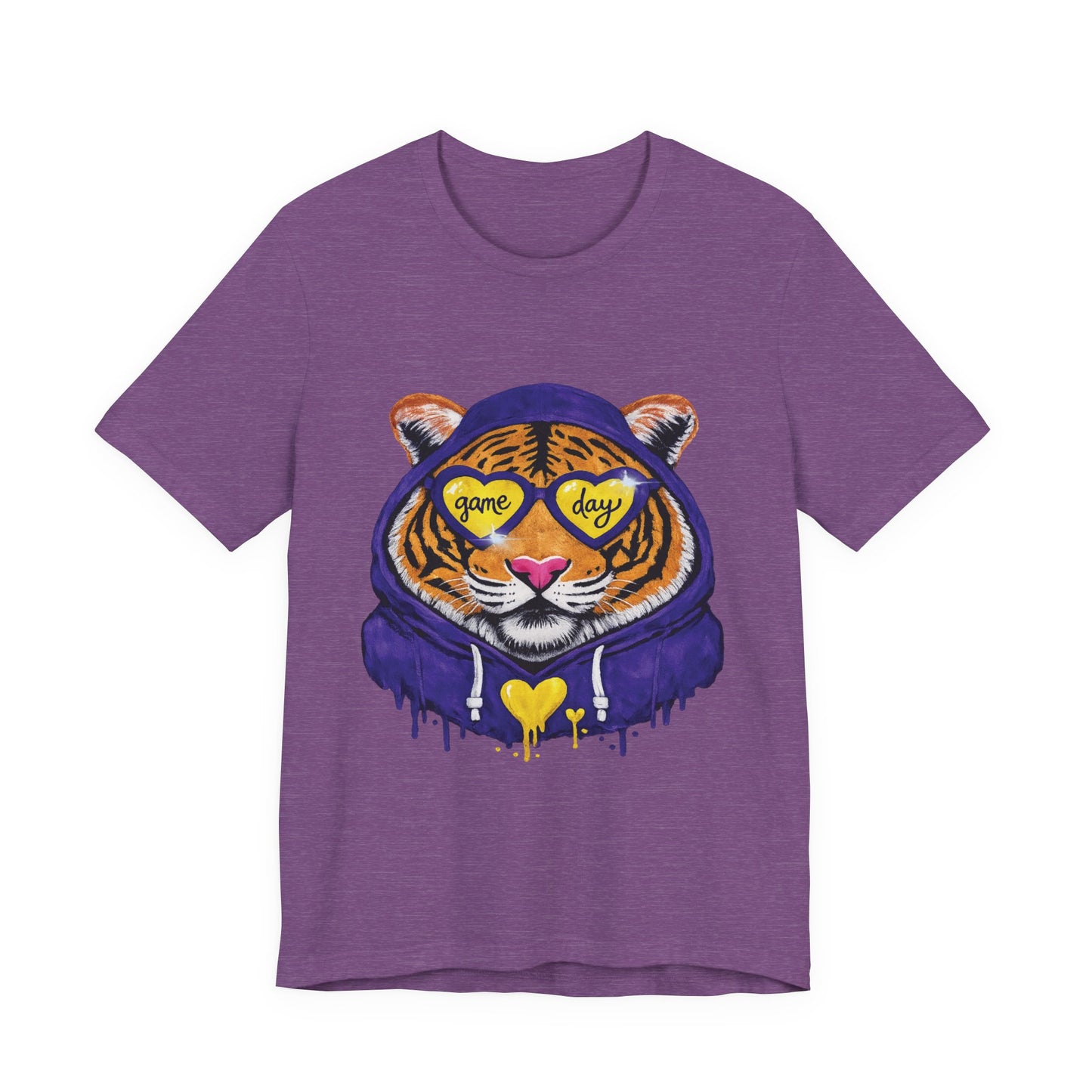 Game Day Hoodie + Sunglasses Tiger Jersey Short Sleeve Tee Purple + Gold/Yellow