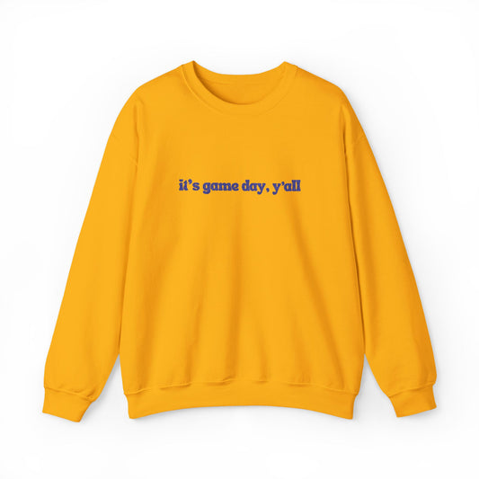 Embroidered Crewneck Sweatshirt — "it's game day, y'all" Minimal Sports Fan Pullover