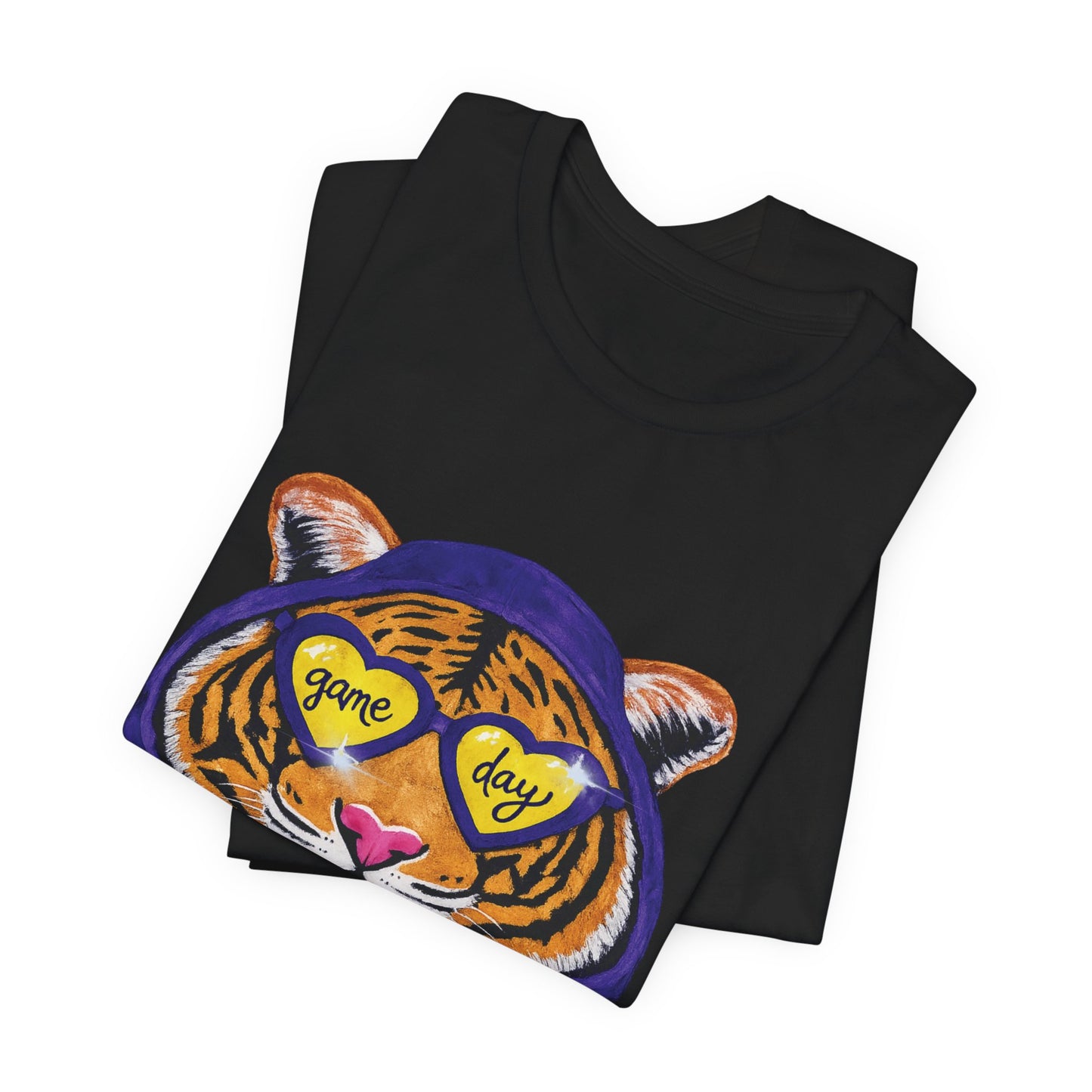 Game Day Hoodie + Sunglasses Tiger Jersey Short Sleeve Tee Purple + Gold/Yellow