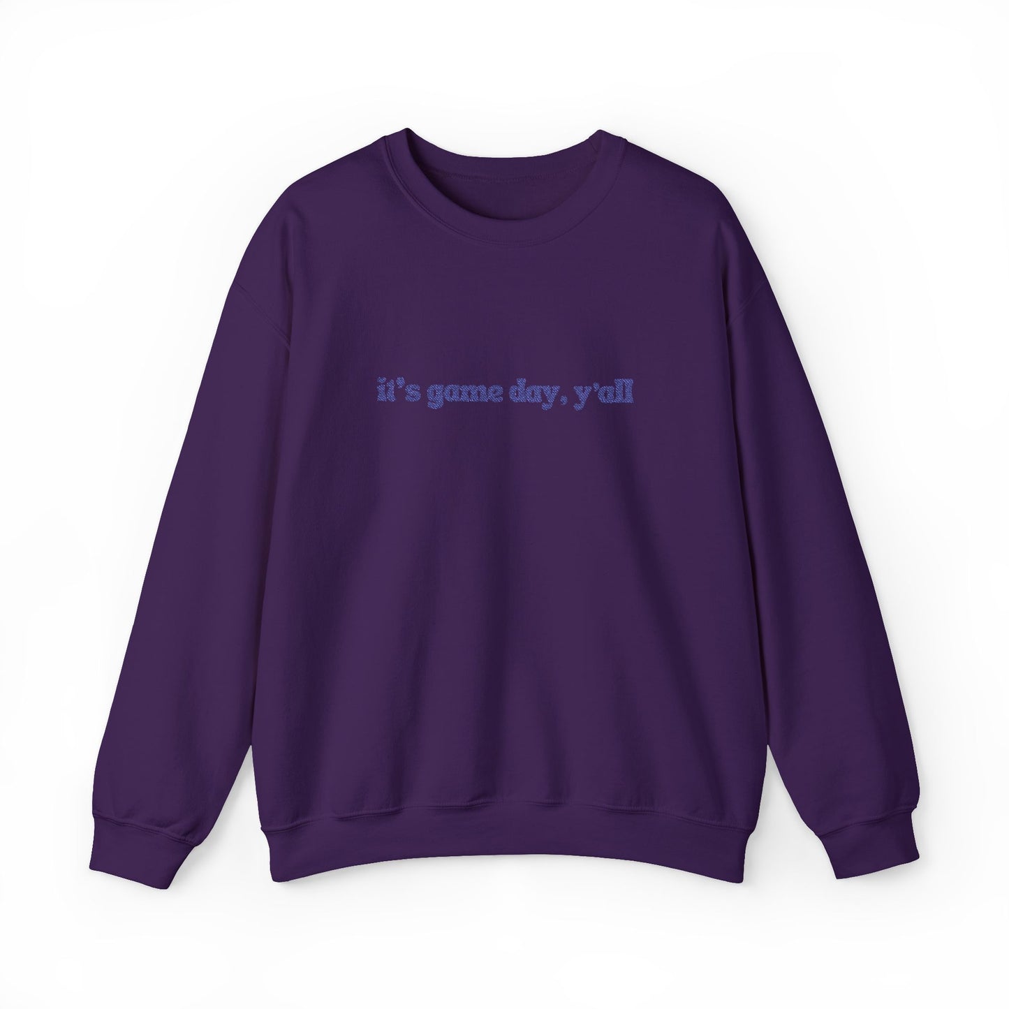 Embroidered Crewneck Sweatshirt — "it's game day, y'all" Minimal Sports Fan Pullover
