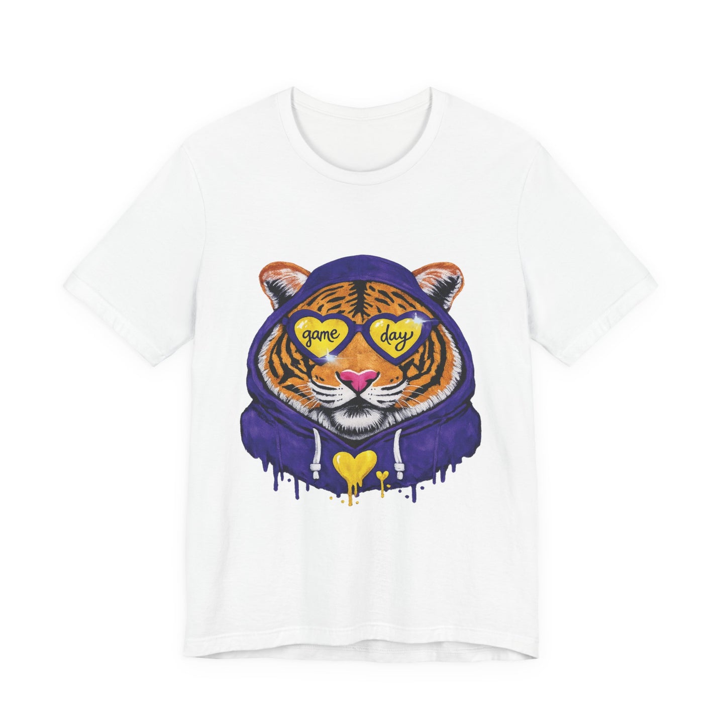Game Day Hoodie + Sunglasses Tiger Jersey Short Sleeve Tee Purple + Gold/Yellow