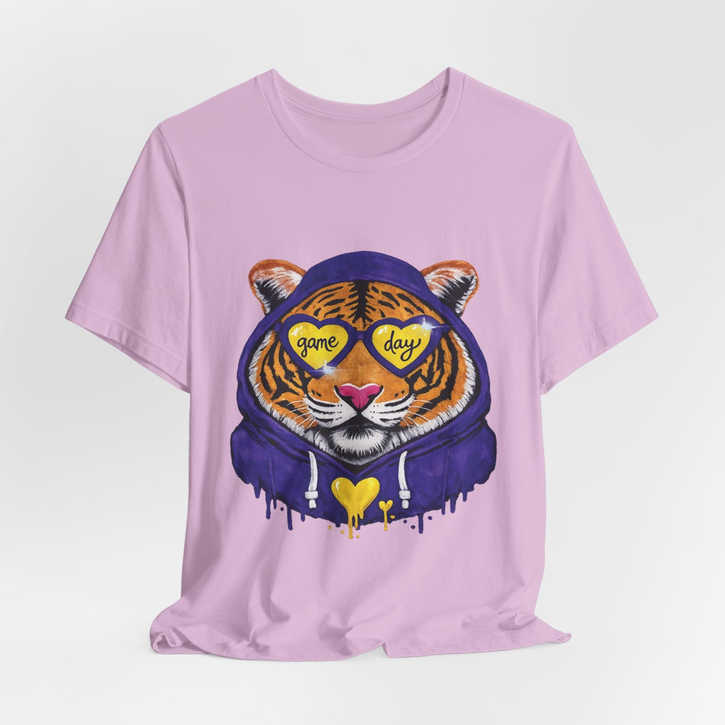 Game Day Hoodie + Sunglasses Tiger Jersey Short Sleeve Tee Purple + Gold/Yellow