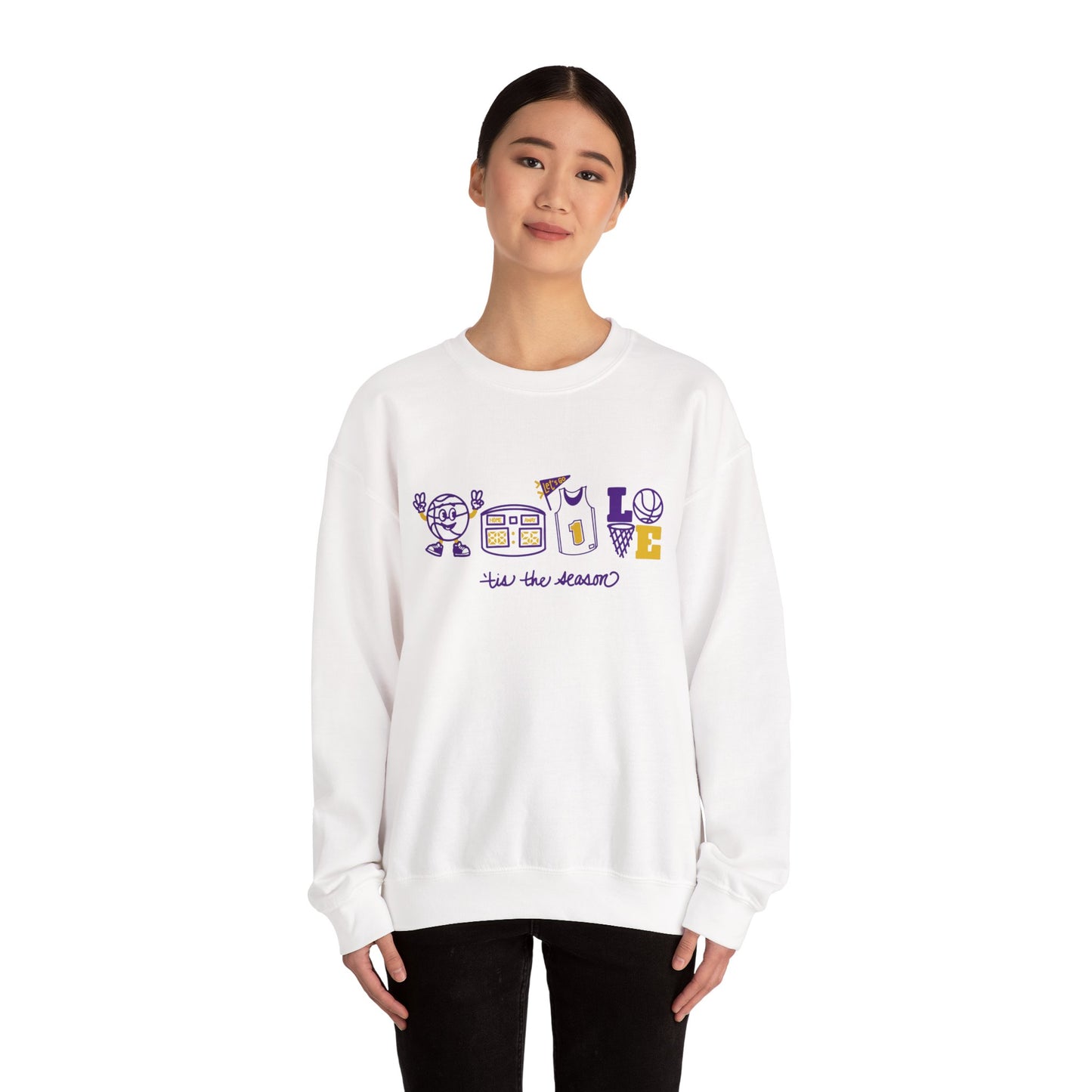Game Day Doodles Crewneck Sweatshirt — tis the Season Basketball Fans