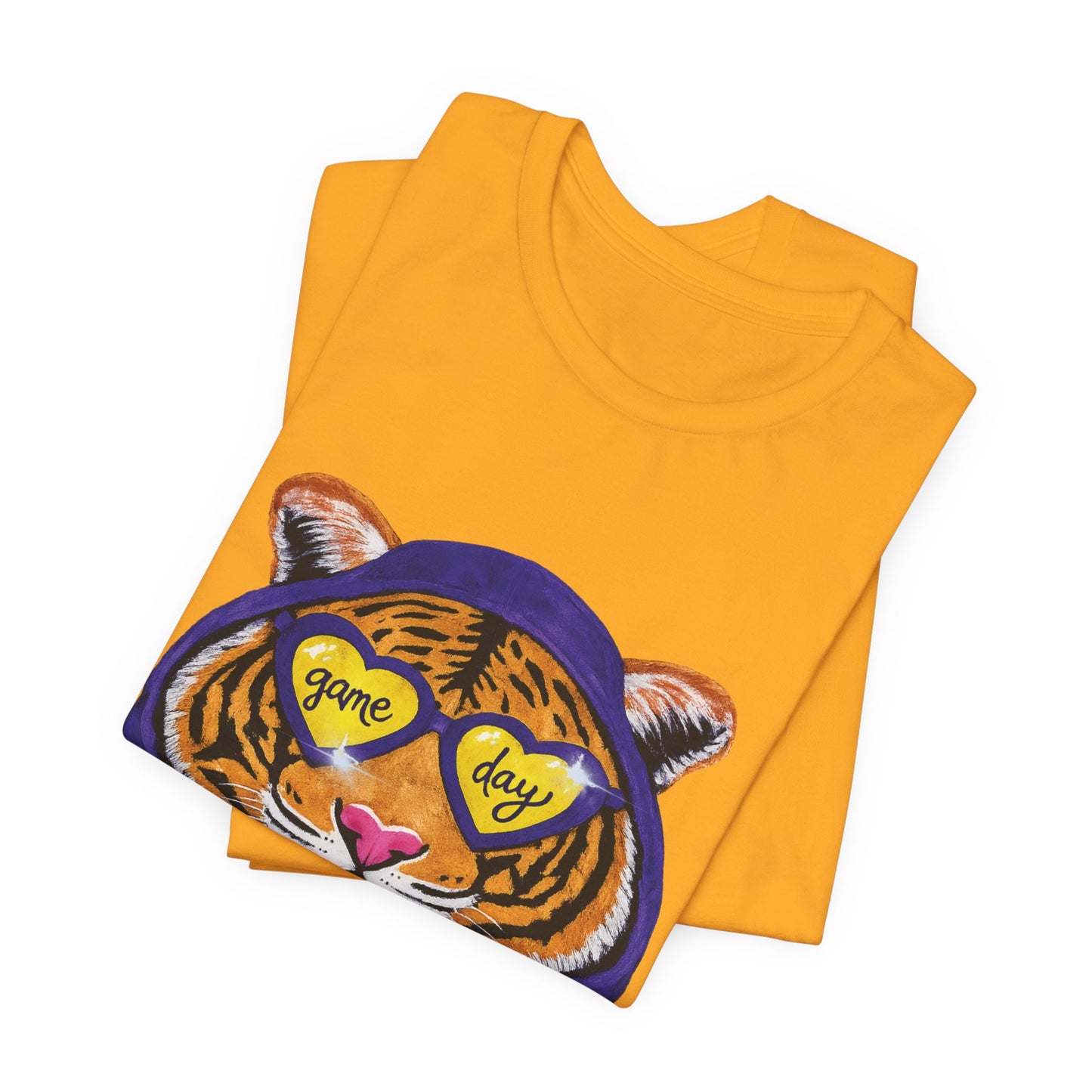 Game Day Hoodie + Sunglasses Tiger Jersey Short Sleeve Tee Purple + Gold/Yellow