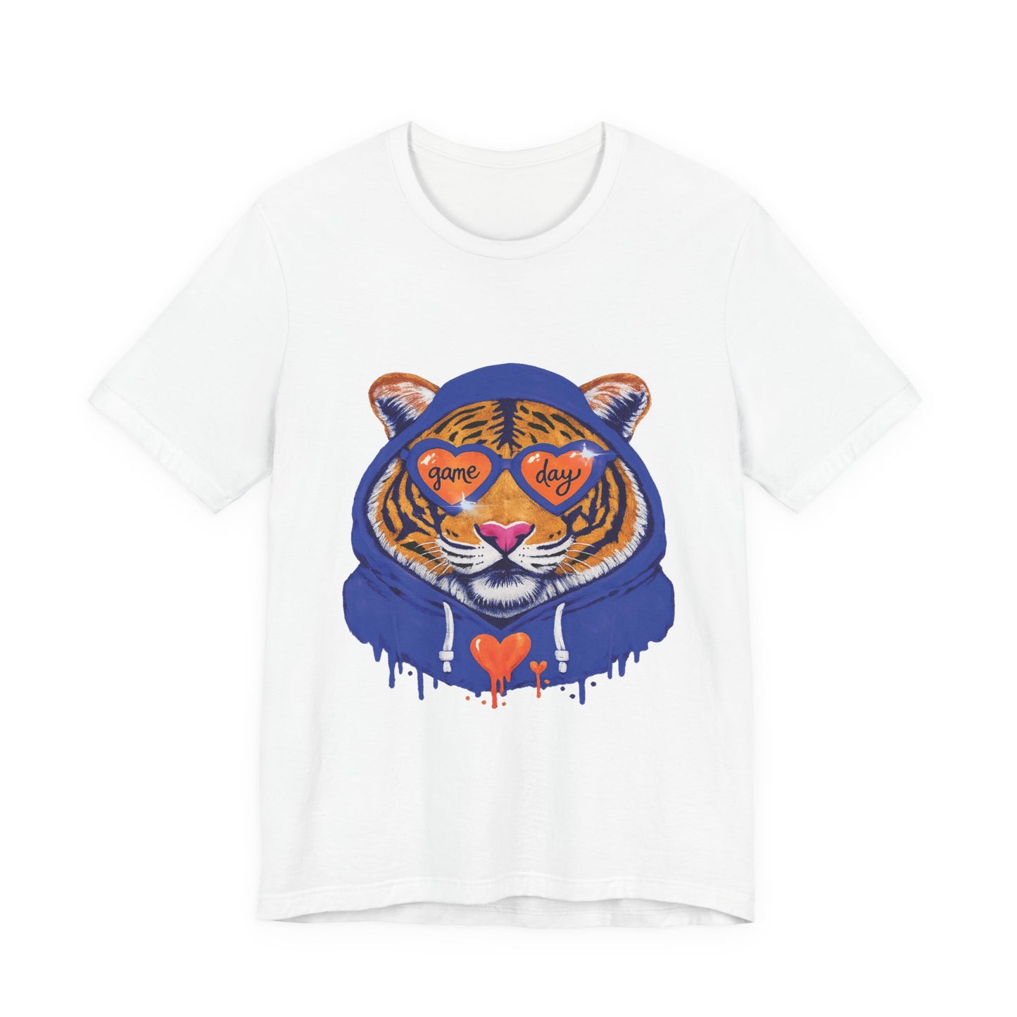 Game Day Hoodie + Sunglasses Tiger Jersey Short Sleeve Tee Blue + Orange