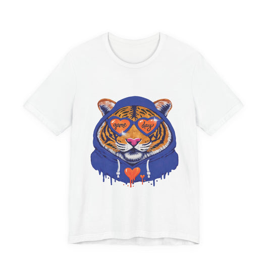 Game Day Hoodie + Sunglasses Tiger Jersey Short Sleeve Tee Blue + Orange