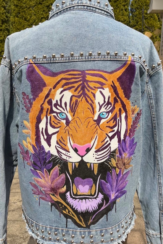 Ready to Ship! Hand Painted Tiger Jacket