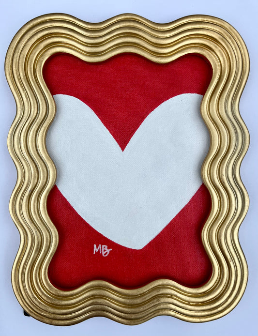 Red & White Abstract HeART Framed Canvas