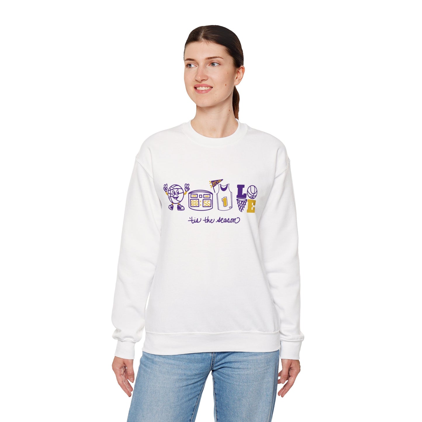 Game Day Doodles Crewneck Sweatshirt — tis the Season Basketball Fans
