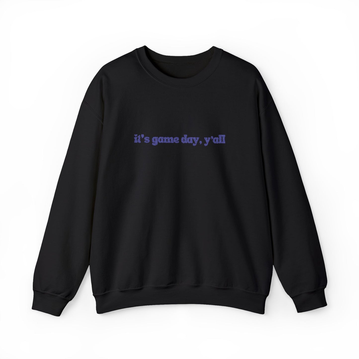 Embroidered Crewneck Sweatshirt — "it's game day, y'all" Minimal Sports Fan Pullover