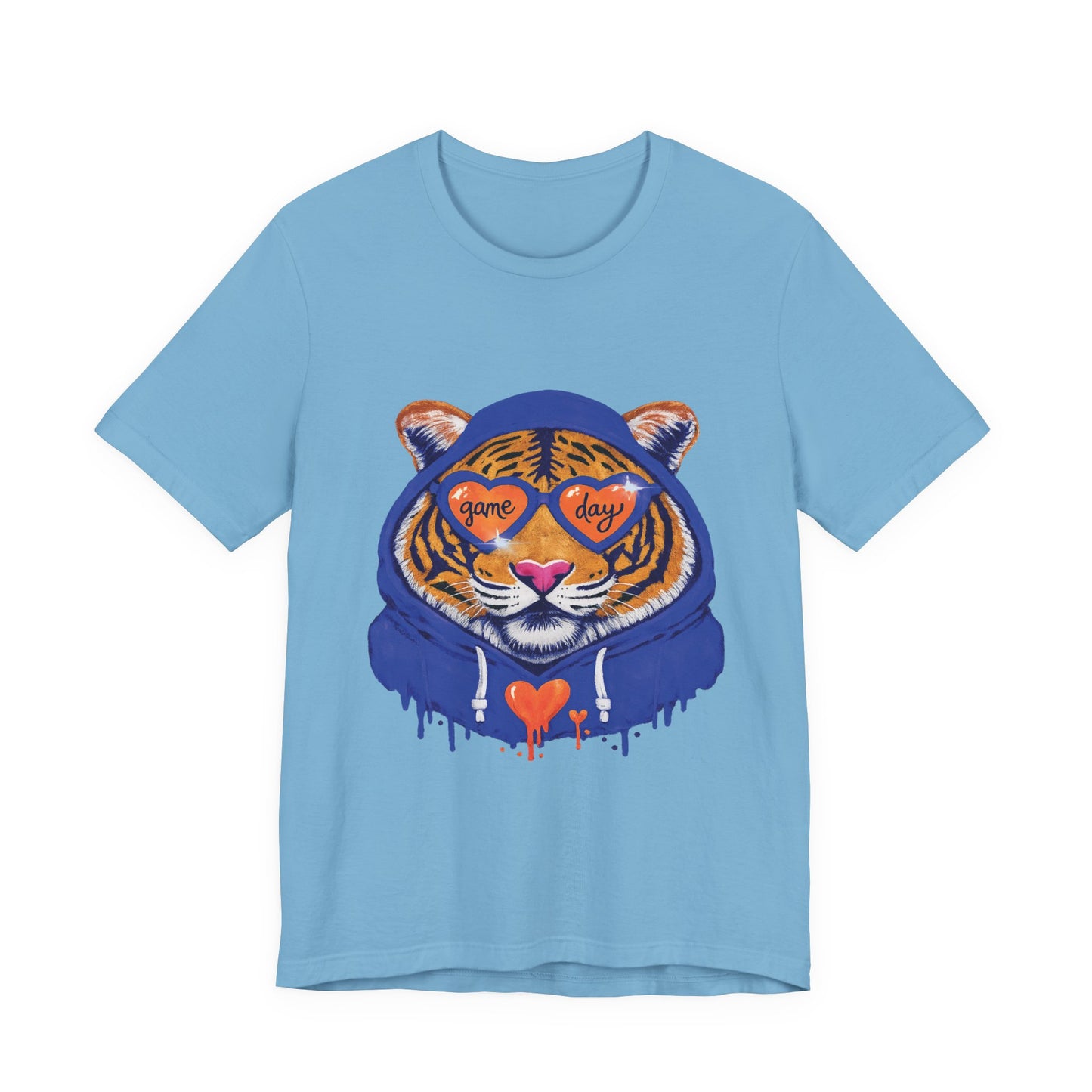 Game Day Hoodie + Sunglasses Tiger Jersey Short Sleeve Tee Blue + Orange