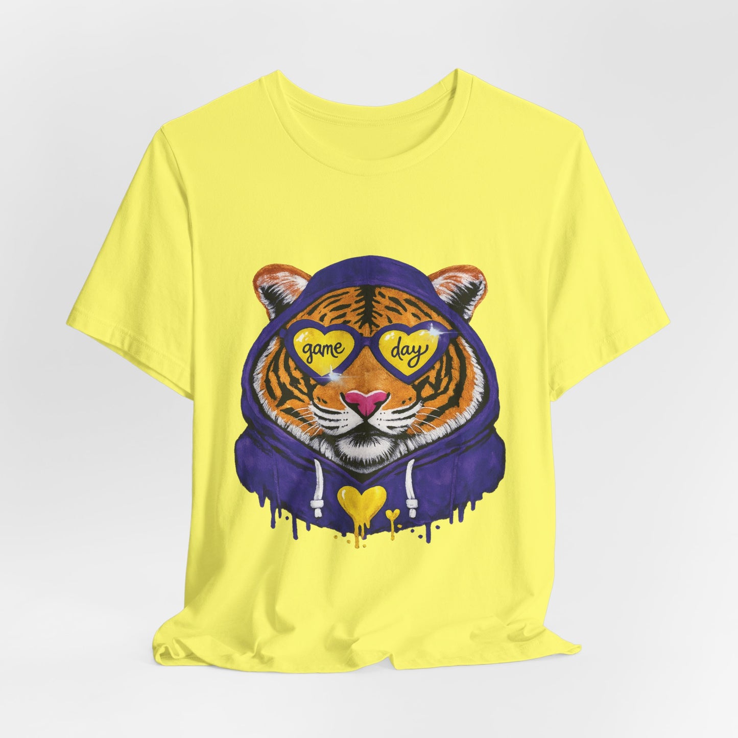 Game Day Hoodie + Sunglasses Tiger Jersey Short Sleeve Tee Purple + Gold/Yellow