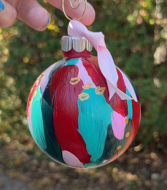 Hand Painted Abstract Christmas Ornament #8