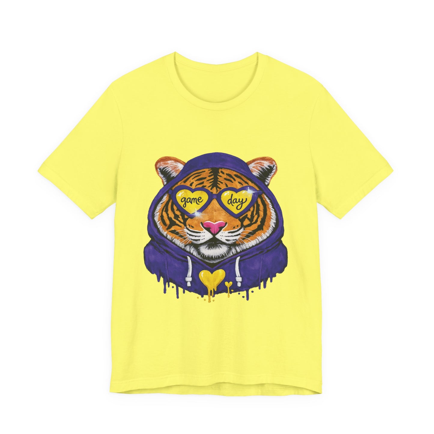Game Day Hoodie + Sunglasses Tiger Jersey Short Sleeve Tee Purple + Gold/Yellow