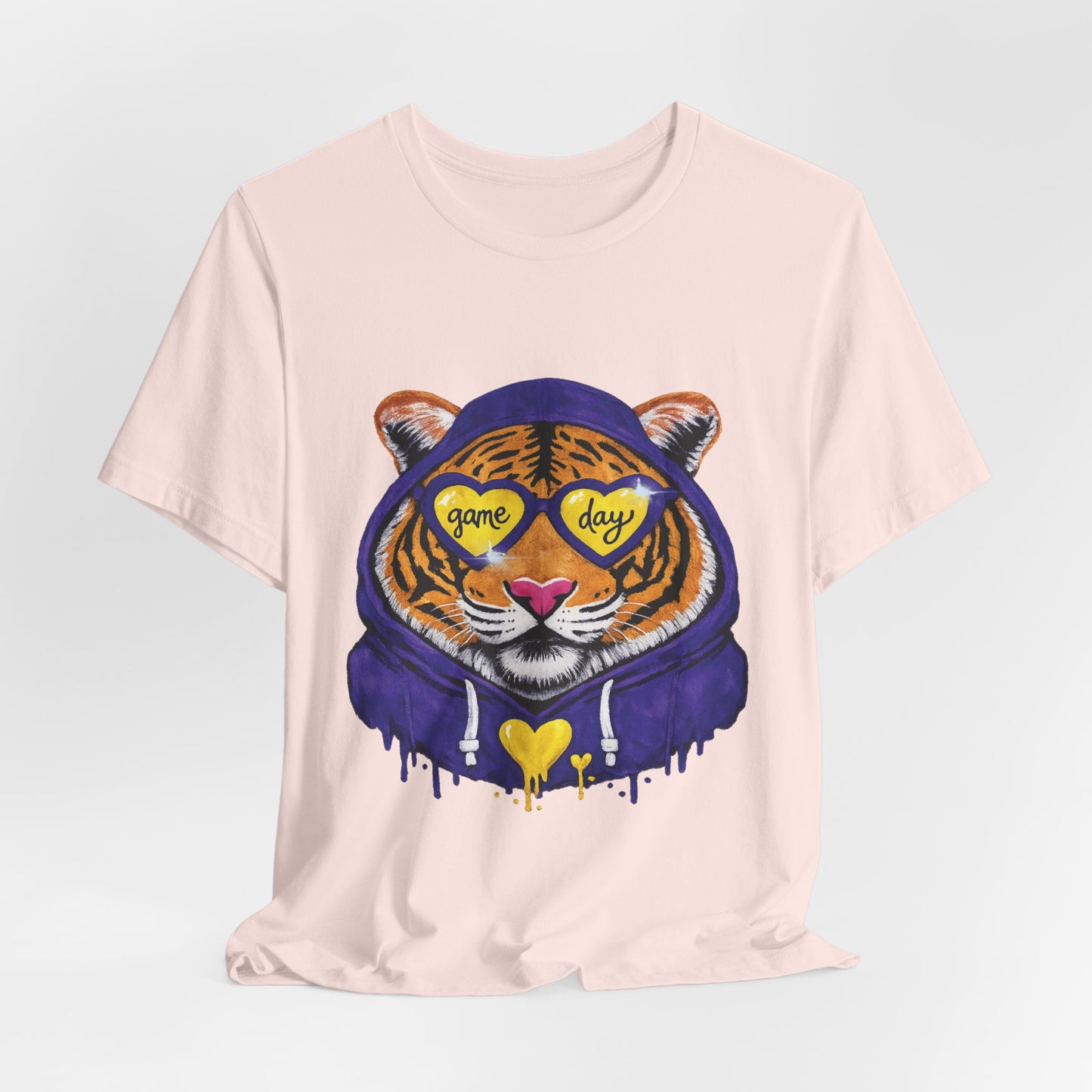 Game Day Hoodie + Sunglasses Tiger Jersey Short Sleeve Tee Purple + Gold/Yellow