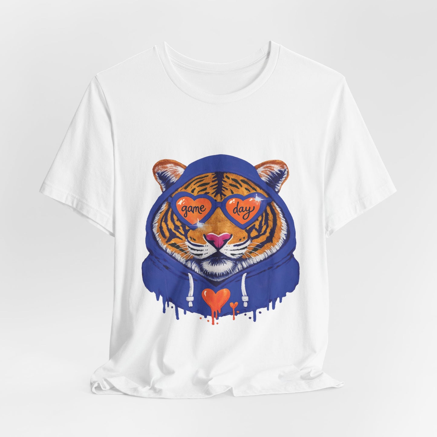 Game Day Hoodie + Sunglasses Tiger Jersey Short Sleeve Tee Blue + Orange