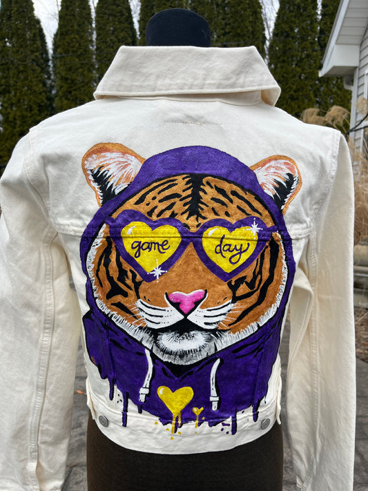 Ready to Ship! Hand Painted Game Day Tiger Jacket