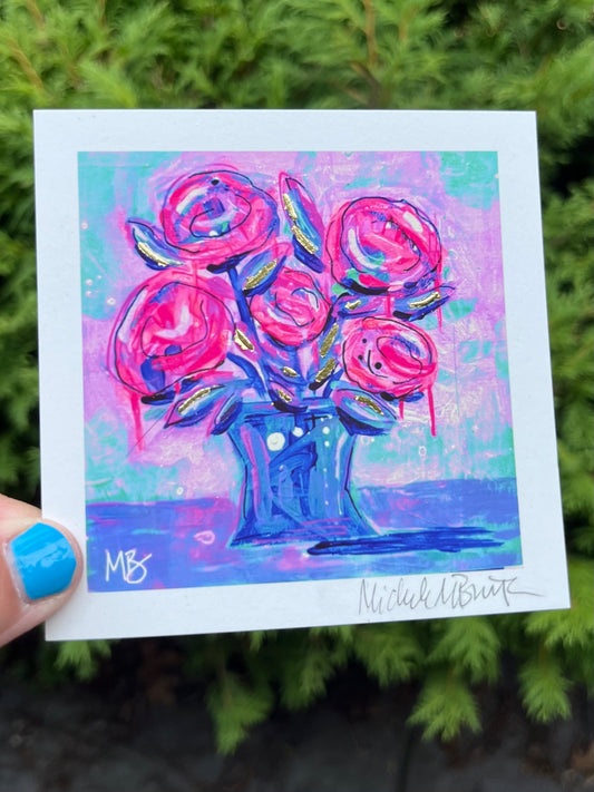 Hand Embellished Mini Abstract Bouquet Print