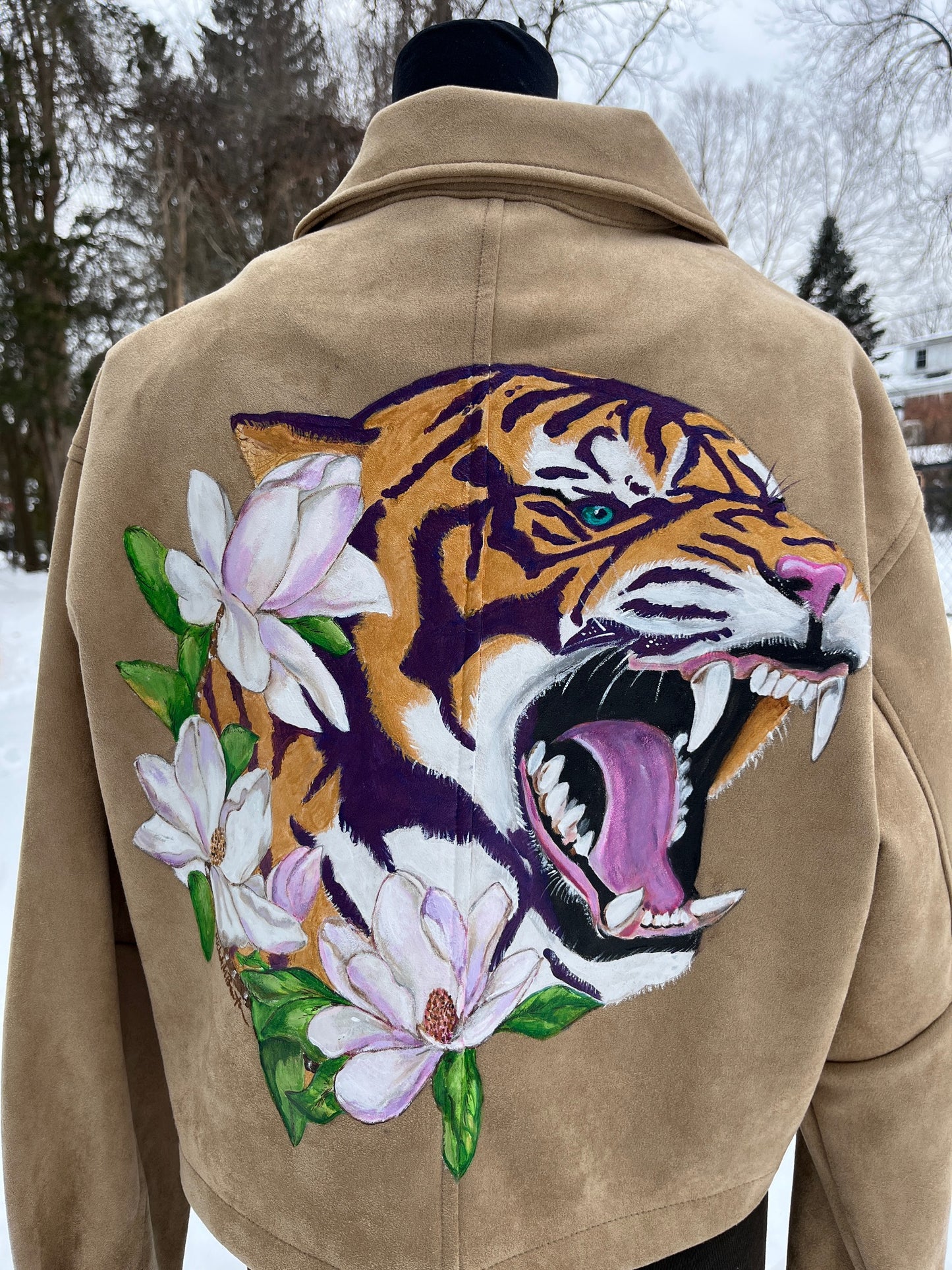 Ready to Ship! Hand Painted Roaring Tiger Jacket